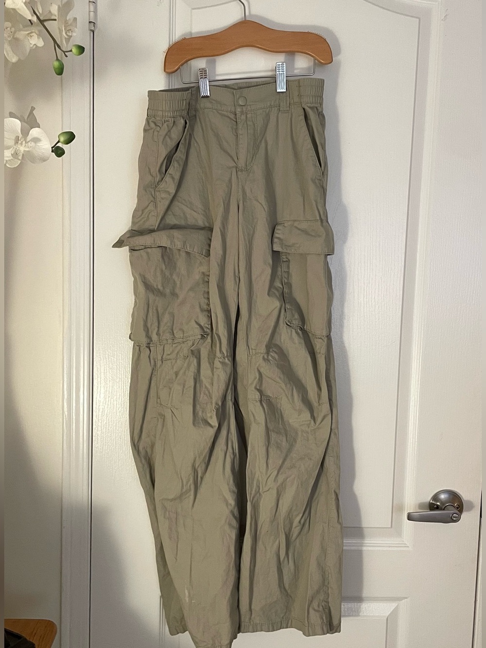 Olive Green 100% Cotton Cargo Pants